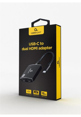 Адаптер Cablexpert USB Type-C - 2xHDMI + 3.5 мм (M/F) Black (A-CM-HDMIF2-01)