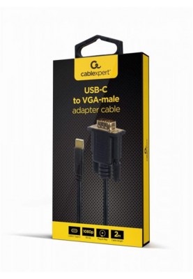 Кабель Cablexpert USB Type-C - VGA (M/M), 2 м, чорний (A-CM-VGAM-01)