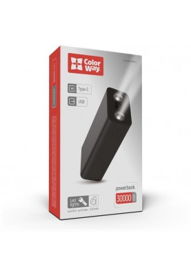 Універсальна мобільна батарея ColorWay Lamp 30000mAh Black (CW-PB300LPB3BK-F)