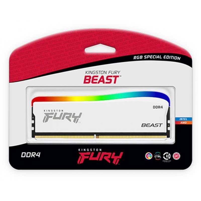 Модуль пам`ятi DDR4 16GB/3200 Kingston Fury Beast White RGB SE (KF432C16BWA/16)