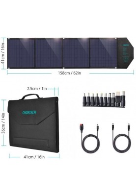 Сонячний зарядний пристрій Choetech 80W (158x41см) USB 5V/2.4A + 5V/2.4A QC3.0 + USB-C PD3.0 (30W) (SC007)