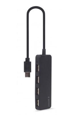 Концентратор USB Type-C Gembird 4хUSB2.0, пластик, Black (UHB-CM-U2P4-01)