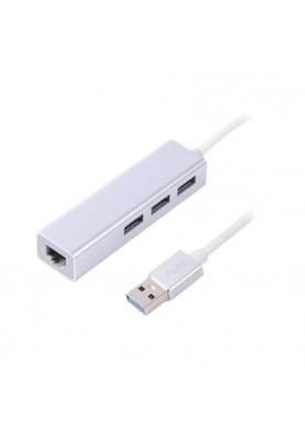 Концентратор USB Maxxter 3хUSB3.0, RJ-45, метал, Grey (NEAH-3P-01)