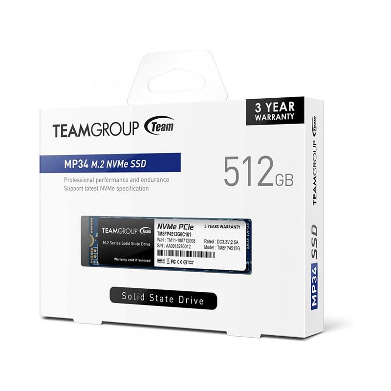 Накопичувач SSD  512GB Team MP34 M.2 2280 PCIe 3.0 x4 3D TLC (TM8FP4512G0C101)