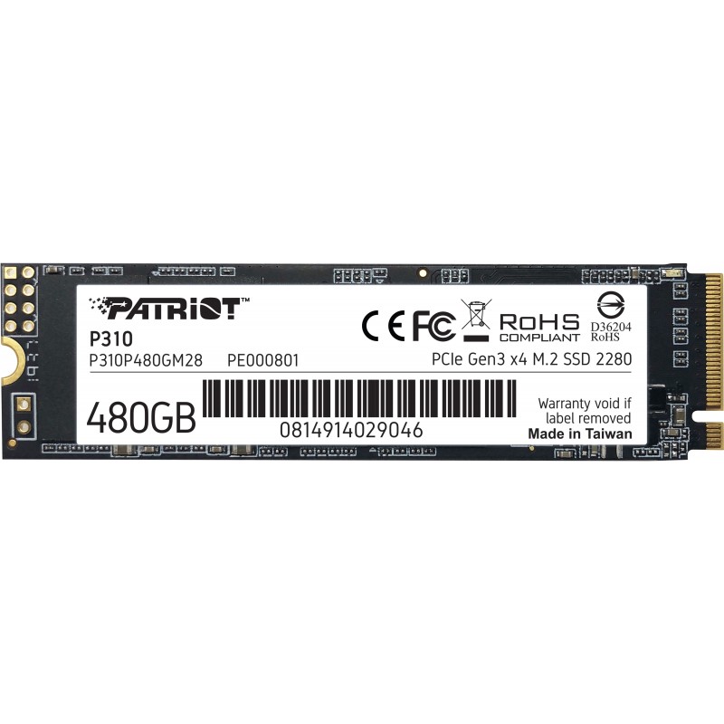 Накопичувач SSD  480GB Patriot P310 M.2 2280 PCIe NVMe 3.0 x4 TLC (P310P480GM28)