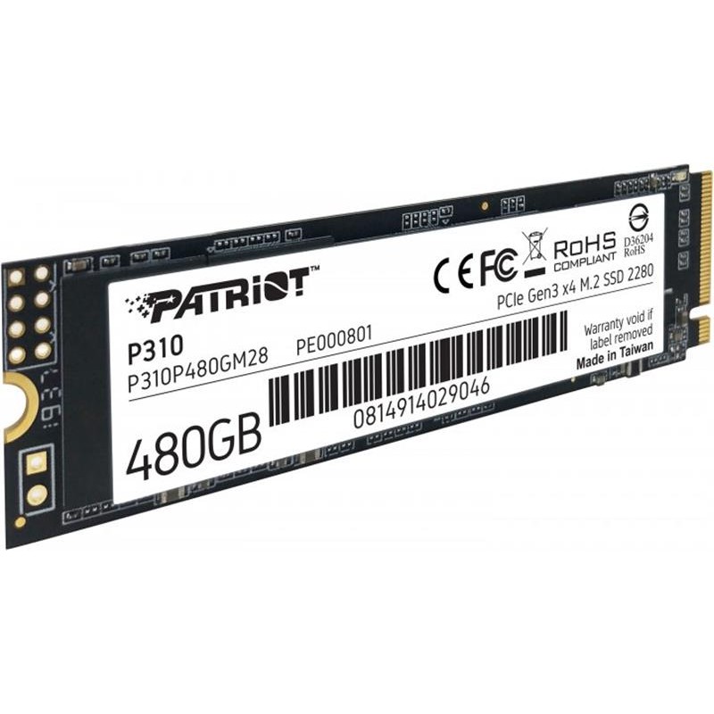 Накопичувач SSD  480GB Patriot P310 M.2 2280 PCIe NVMe 3.0 x4 TLC (P310P480GM28)