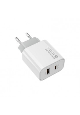 Мережевий зарядний пристрій ColorWay Power Delivery Port PPS (Type-C PD + USB QC3.0) (30W) White (CW-CHS037PD-WT)