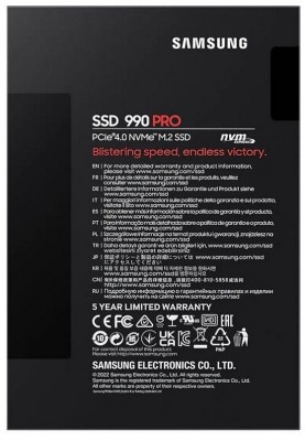 Накопичувач SSD  1ТB Samsung 990 PRO M.2 2280 PCIe 4.0 x4 NVMe V-NAND MLC (MZ-V9P1T0BW)