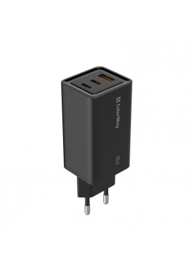 Мережевий зарядний пристрій ColorWay GaN3 Pro Power Delivery (2USB Type-C PDx3A;1USBx3A) Black (CW-CHS039PD-BK)