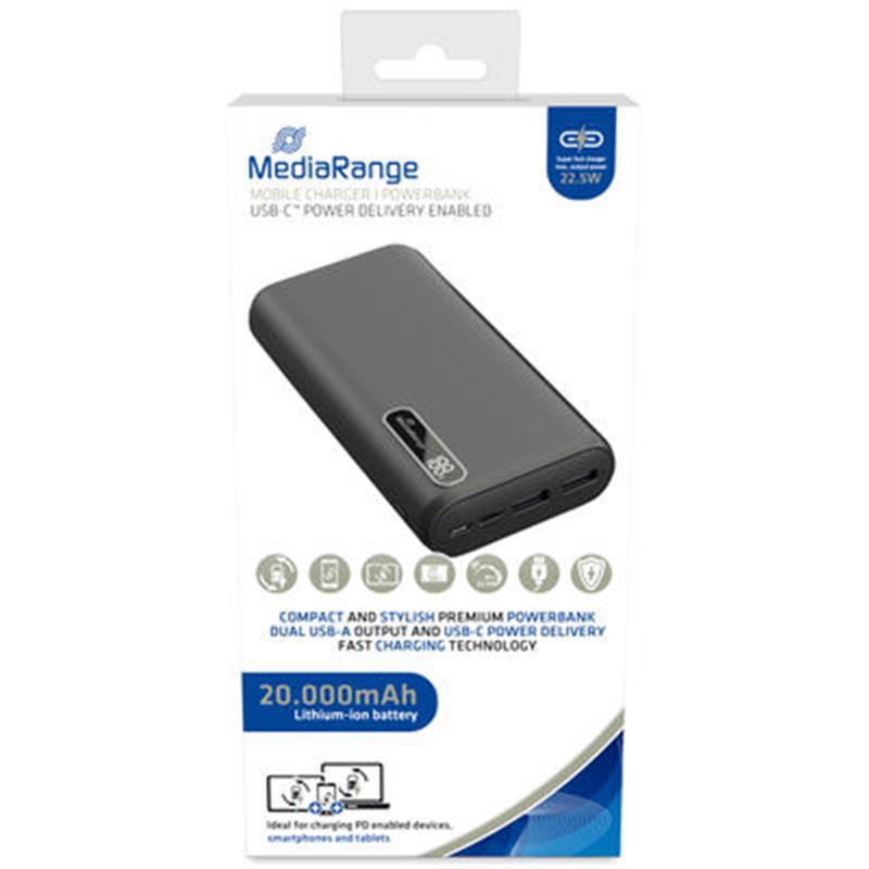 Універсальна мобільна батарея MediaRange 20000mAh Black (MR756)