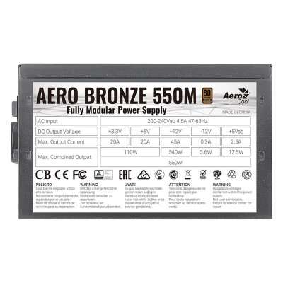Блок живлення AeroCool Aero Bronze 550M Fully Modular (ACPB-AR55AEC.1M) 550W