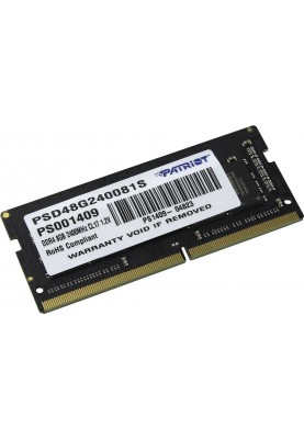 Модуль пам`яті SO-DIMM 8GB/2400 DDR4 Patriot Signature Line (PSD48G240081S)