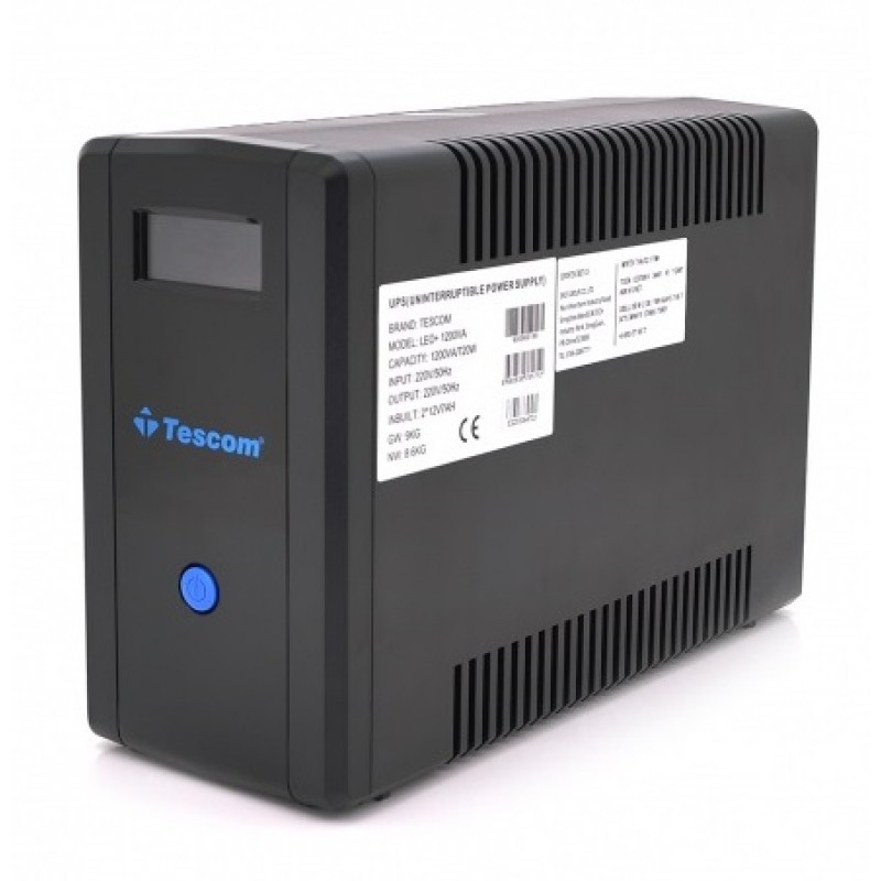 Джерело безперебійного живлення Tescom Leo+ 1200VA, LCD, AVR, 4xSchuko, 2x12V7Ah, RS232, USB, RJ45, пластик (TCM1200/29693)