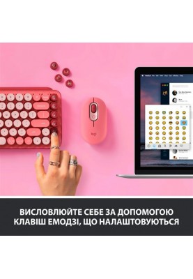 Клавiатура бездротова Logitech Pop Wireless Heartbreaker Rose (920-010718)