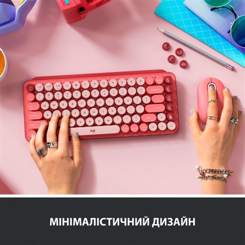 Клавiатура бездротова Logitech Pop Wireless Heartbreaker Rose (920-010718)