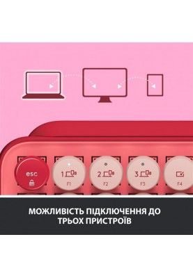 Клавiатура бездротова Logitech Pop Wireless Heartbreaker Rose (920-010718)