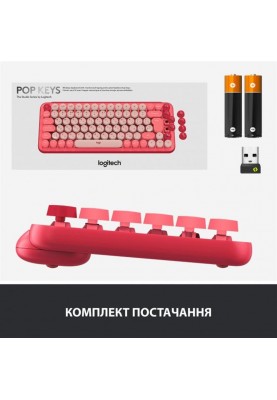 Клавiатура бездротова Logitech Pop Wireless Heartbreaker Rose (920-010718)