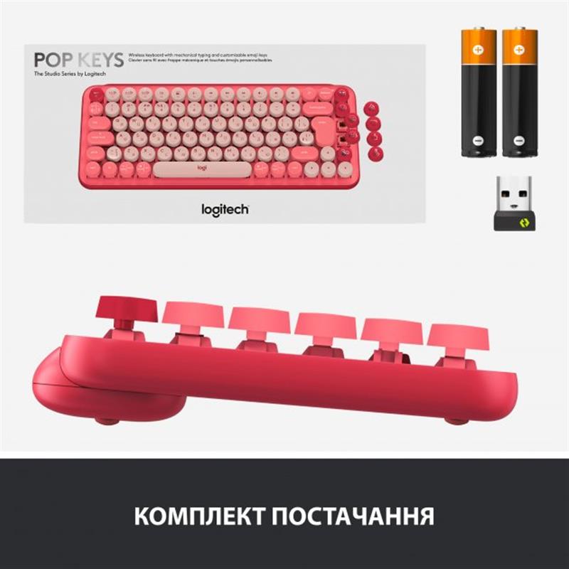 Клавiатура бездротова Logitech Pop Wireless Heartbreaker Rose (920-010718)