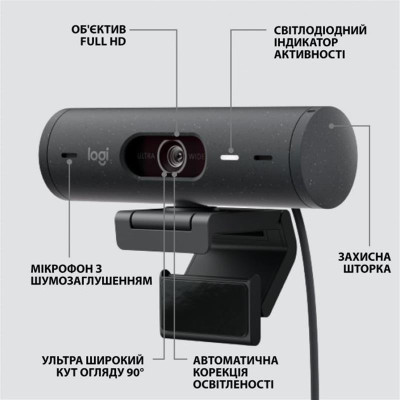 Веб-камера Logitech Brio 500 Graphite (960-001422) Веб-камера Logitech Brio 500 Graphite (960-001422)