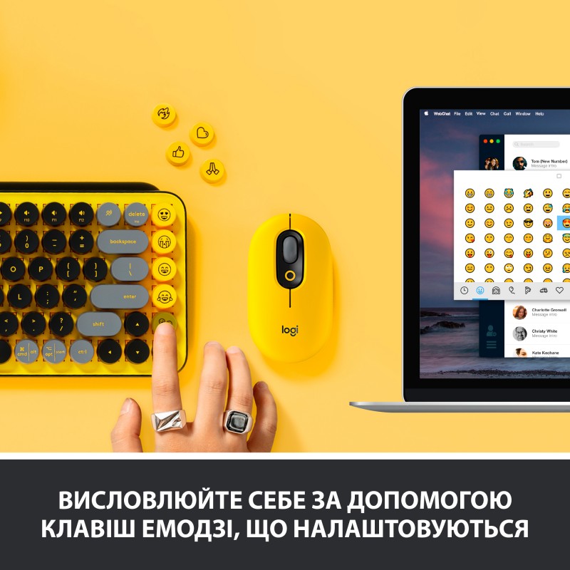 Клавiатура Logitech Pop Wireless Blast Yellow (920-010716)