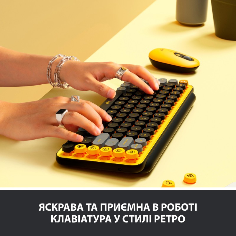 Клавiатура Logitech Pop Wireless Blast Yellow (920-010716)