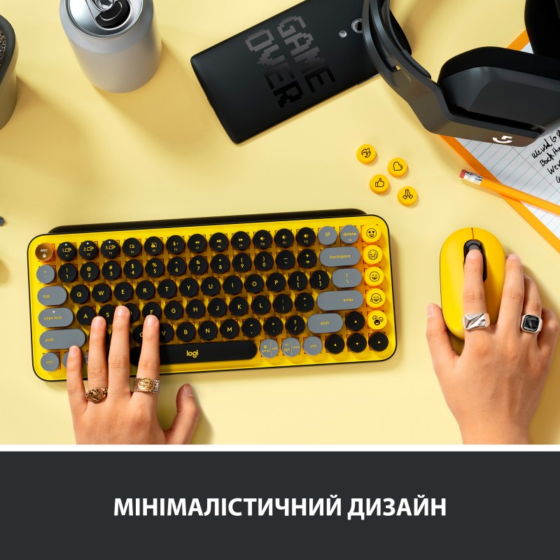 Клавiатура Logitech Pop Wireless Blast Yellow (920-010716)