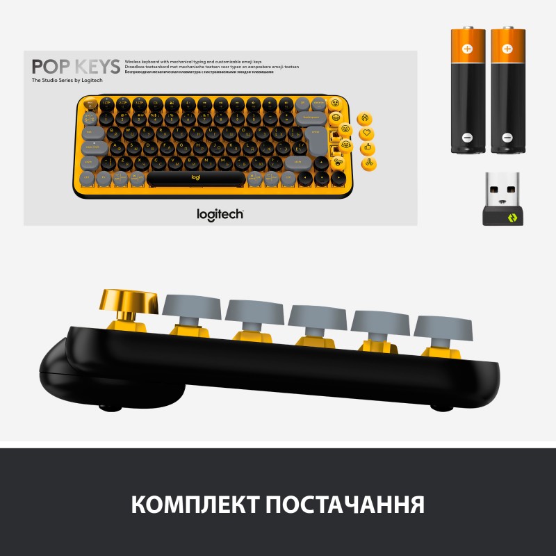 Клавiатура Logitech Pop Wireless Blast Yellow (920-010716)