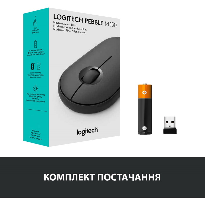 Мишка бездротова Logitech Pebble M350 (910-005718) Black USB