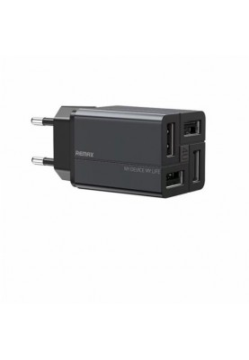 Мережевий зарядний пристрій Remax RP-U43 Wanfu (EU) (4USB 3.4А) Black (6972174153667)