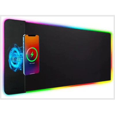 Килимок для миші з бездротовим зарядним пристроєм Choetech (T543-F) RGB Illuminated 15W Wireless Charging Mouse Pad