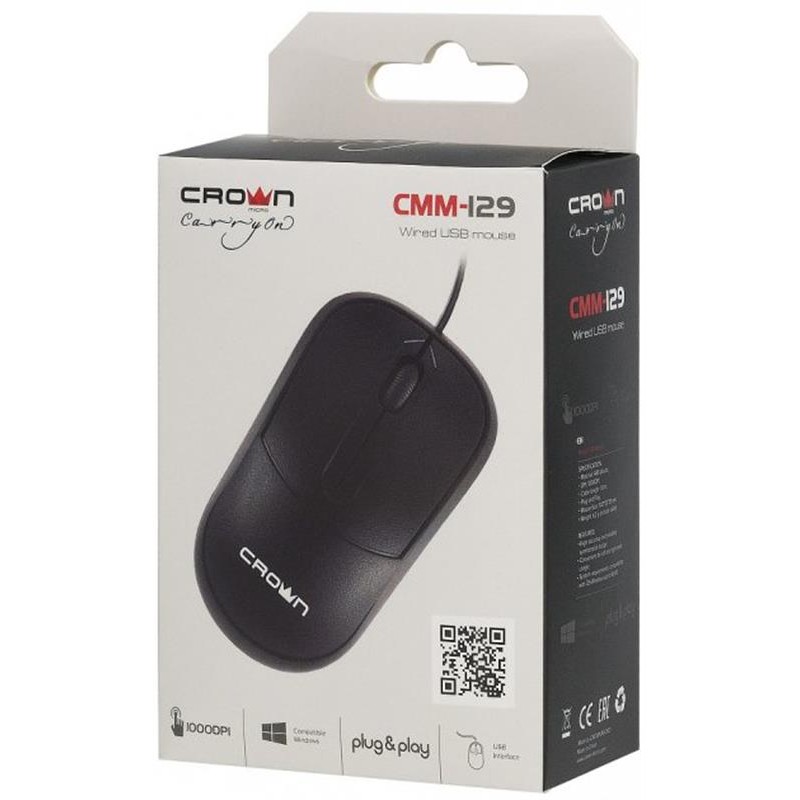 Мишка Crown CMM-129 Black USB