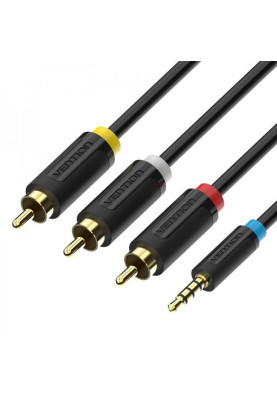 Кабель Vention 2.5 мм - 3хRCA (M/M), 1.5 м, Black (BCCBG)
