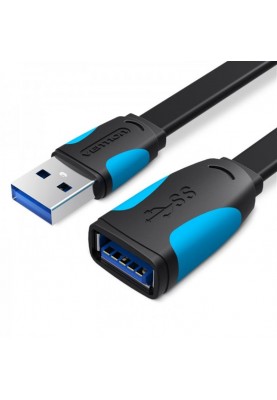 Подовжувач Vention Flat USB-USB 2 m, Black (VAS-A13-B200)