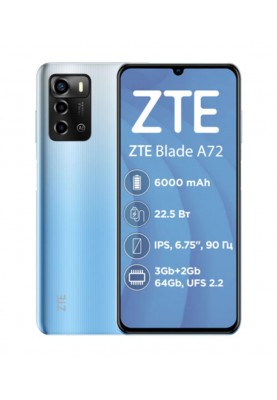 Смартфон ZTE Blade A72 3/64GB Dual Sim Blue