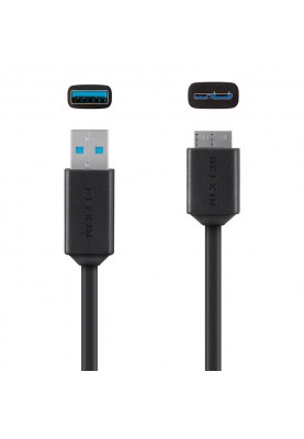 Кабель Belkin USB - micro USB Type-B V3.0 (M/M), 5 Gbps, 0.9 м, Black (F3U166bt03-BLK)