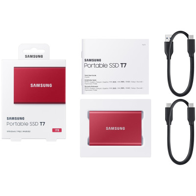 Накопичувач зовнішній SSD 2.5` USB 1.0TB Samsung T7 Red (MU-PC1T0R/WW)