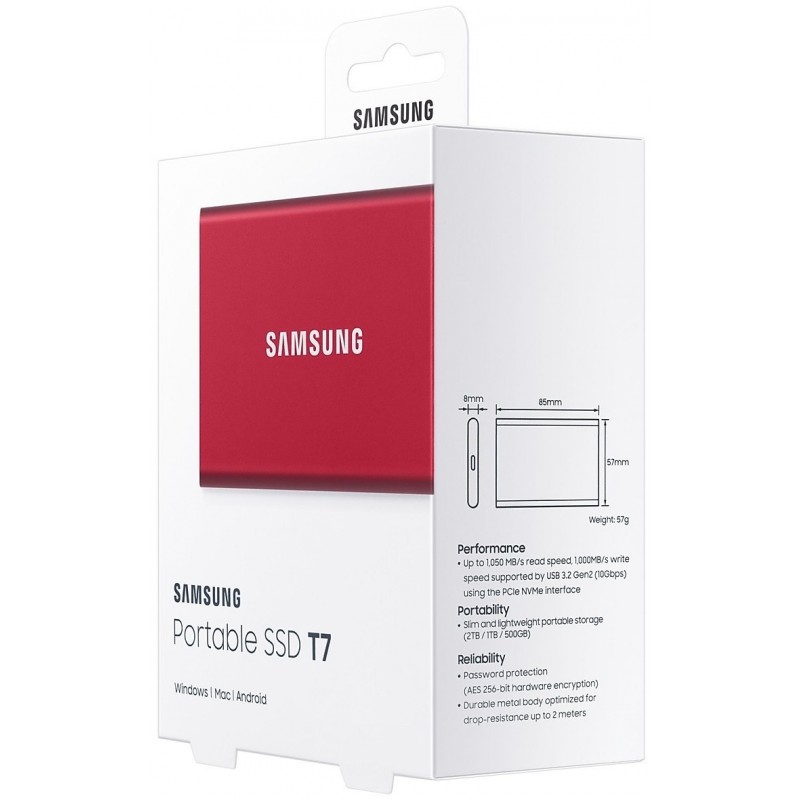 Накопичувач зовнішній SSD 2.5" USB 2.0TB Samsung T7 Red (MU-PC2T0R/WW)