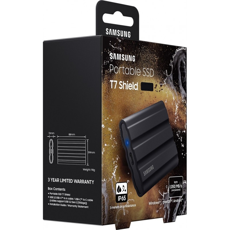 Накопичувач зовнішній SSD 2.5" USB 2.0TB Samsung T7 Shield Black (MU-PE2T0S/EU)