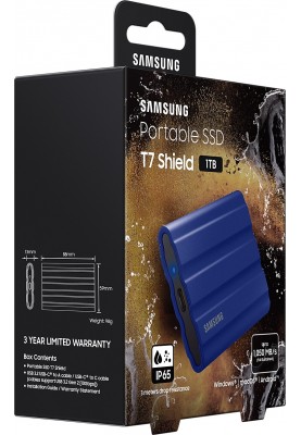 Накопичувач зовнішній SSD 2.5" USB 1.0TB Samsung T7 Shield Blue (MU-PE1T0R/EU)