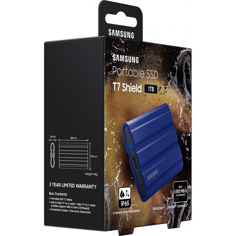 Накопичувач зовнішній SSD 2.5" USB 1.0TB Samsung T7 Shield Blue (MU-PE1T0R/EU)