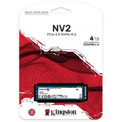 Накопичувач SSD 4TB M.2 NVMe Kingston NV2 M.2 2280 PCIe Gen4.0 x4 (SNV2S/4000G)
