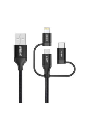 Кабель Choetech USB - Lightning + microUSB + USB Type-C (M/M), 1.2 м, Black (IP0030-BK)