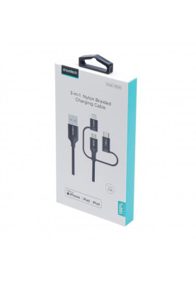 Кабель Choetech USB - Lightning + microUSB + USB Type-C (M/M), 1.2 м, Black (IP0030-BK)