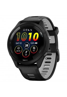 Смарт-годинник Garmin Forerunner 265 Black Bezel and Case with Black/Powder Gray Silicone Band (010-02810-50)