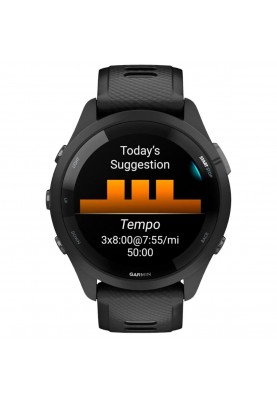 Смарт-годинник Garmin Forerunner 265 Black Bezel and Case with Black/Powder Gray Silicone Band (010-02810-50)