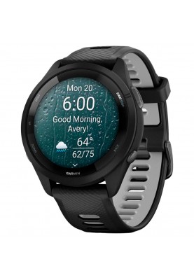 Смарт-годинник Garmin Forerunner 265 Black Bezel and Case with Black/Powder Gray Silicone Band (010-02810-50)