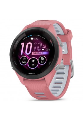 Смарт-годинник Garmin Forerunner 265S Black Bezel with Light Pink Case and Light Pink/Whitestone Silicone Band (010-02810-55)