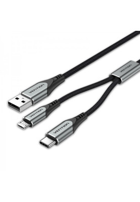 Кабель Vention USB - micro USB + USB Type-C (M/M), 0.5 м, Grey (CQGHD)