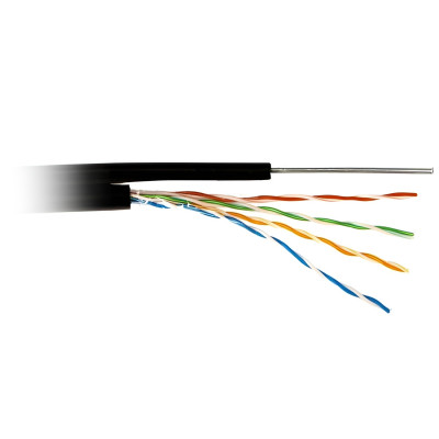 Кабель для зовнішнього прокладення Atcom (13760) FTP, CAT5е, 4х2х0,5 мм, CCA, бухта 305 м, з тросом 1.2 мм