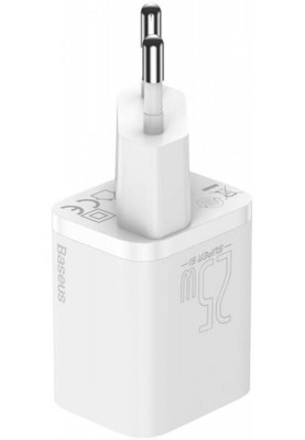 Мережевий зарядний пристрій Baseus Super Si Quick Charger 1C (1USB-C) 25W White (CCSP020102)